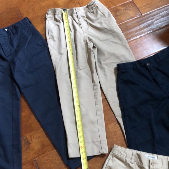 Boys 16 Lands End Chino Pants Shorts Uniform LOT Navy Blue Khaki Tan Chino - Picture 7 of 13